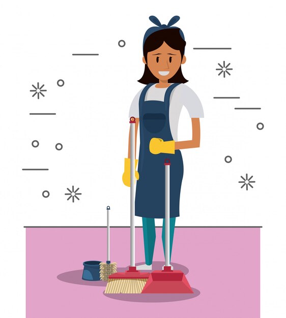 Servicio de limpieza con productos de limpieza.