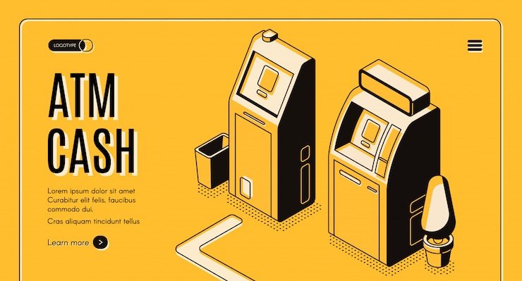Vector gratuito servicio en línea de cambio de moneda, banco automatizado, cajero, localizador de red, vector isométrico web banner