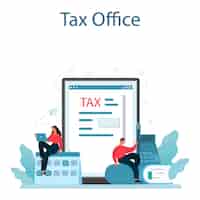 Vector gratuito servicio en línea de pago de impuestos o conjunto de plataforma idea de contabilidad y auditoría empresarial la empresa paga una factura financiera oficina de impuestos en línea ilustración de vector plano