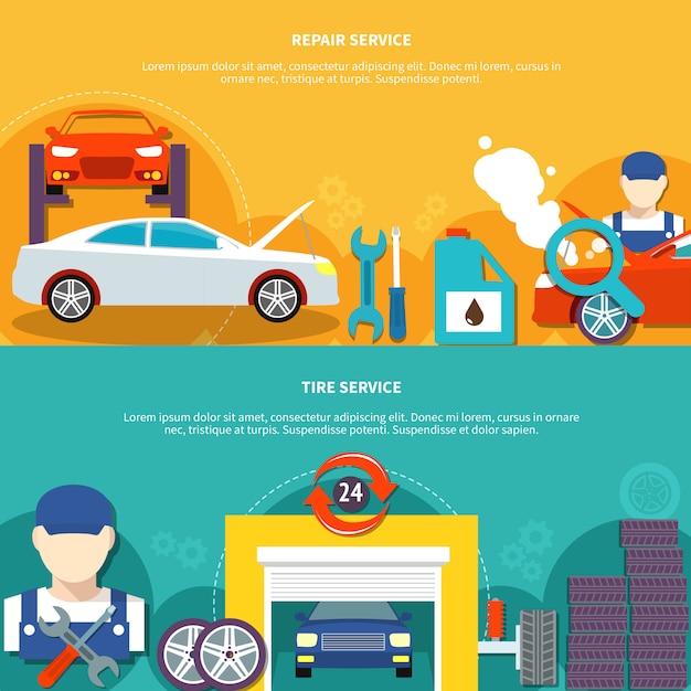 Servicio de llantas y repuestos de auto Banners horizontales