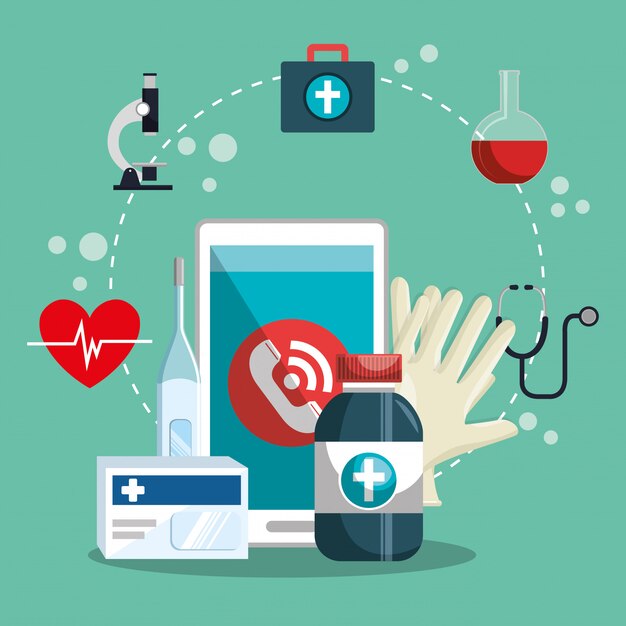 servicio médico en línea con teléfono inteligente