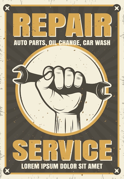 Servicio de reparación de estilo retro Poster