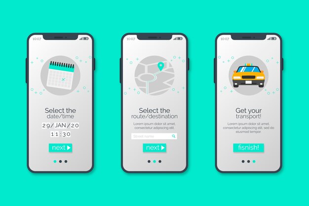 Servicio de taxi para pantallas de aplicaciones incorporadas