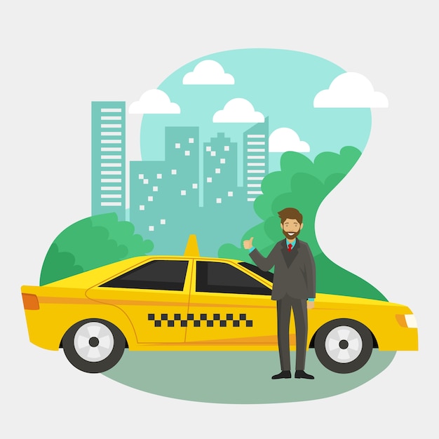 Servicio de transporte concepto de aplicación de taxi