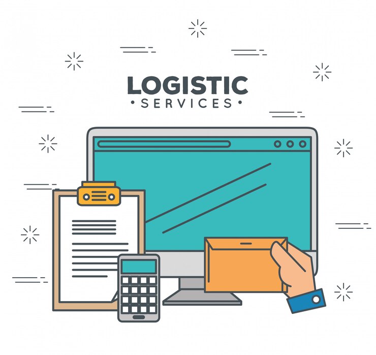 Vector gratuito servicios logisticos con computadora