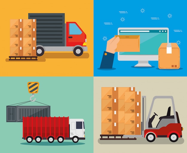 Vector gratuito servicios logisticos con computadora