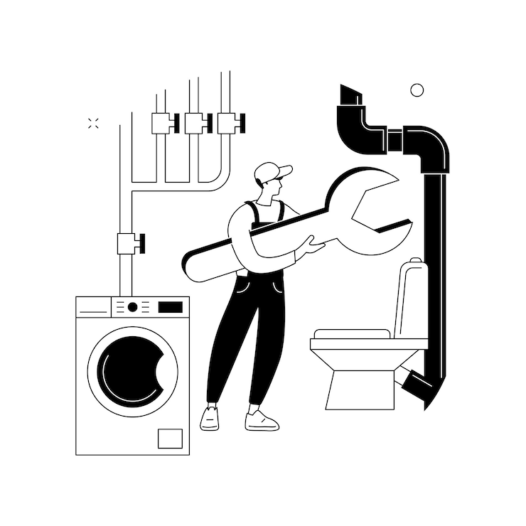 Vector gratuito servicios de plomero concepto abstracto ilustración vectorial servicio completo de alcantarillado y reparación de desagües instalación de drenaje instalación de calefacción distribución de agua potable metáfora abstracta de tubería con fugas
