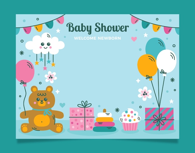 Vector gratuito sesión de fotos de baby shower dibujada a mano