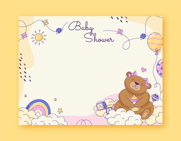 Sesión de fotos de baby shower dibujada a mano