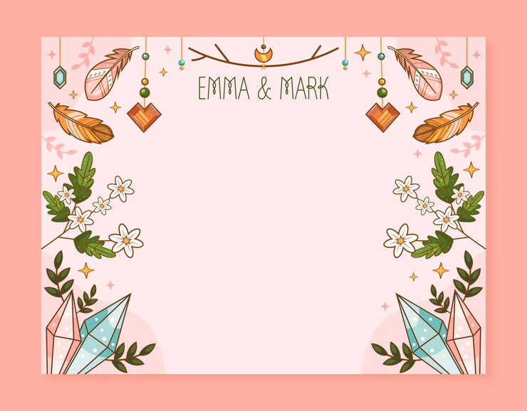 Vector gratuito sesión de fotos de boda boho dibujada a mano