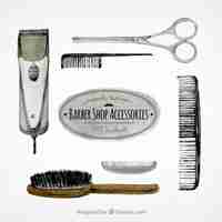 Vector gratuito set de accesorios de barbería