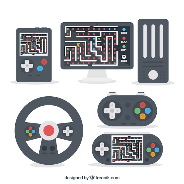 Vector gratuito set de accesorios planos para jugadores