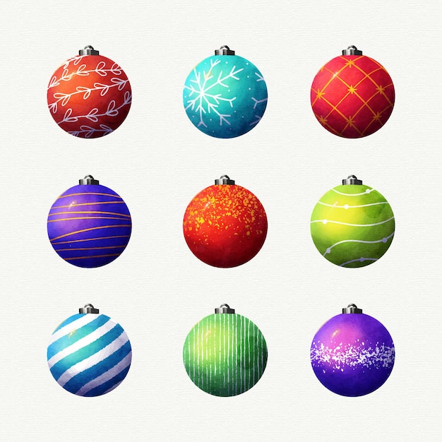 Set de acuarela bolas de navidad