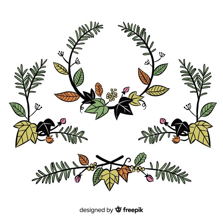 Vector gratuito set de adornos dibujados de boda
