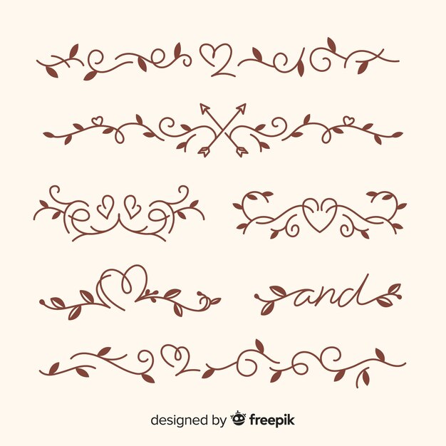 Set de adornos dibujados de boda