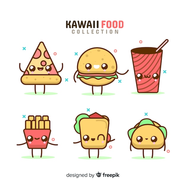 Set de alimentos en estilo kawaii