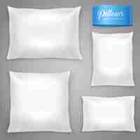 Vector gratuito set de almohadas realistas blancas