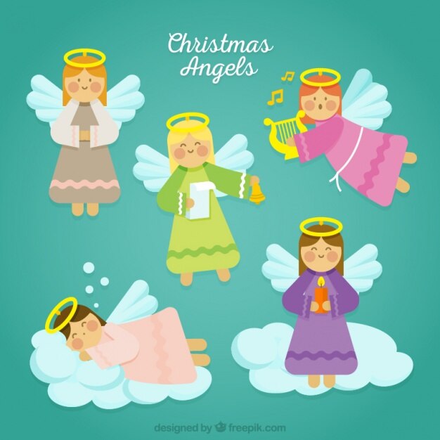 Set de ángeles navideños adorables