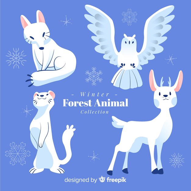 Set de animales del bosque en invierno