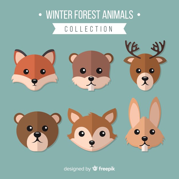 Set de animales del bosque en invierno