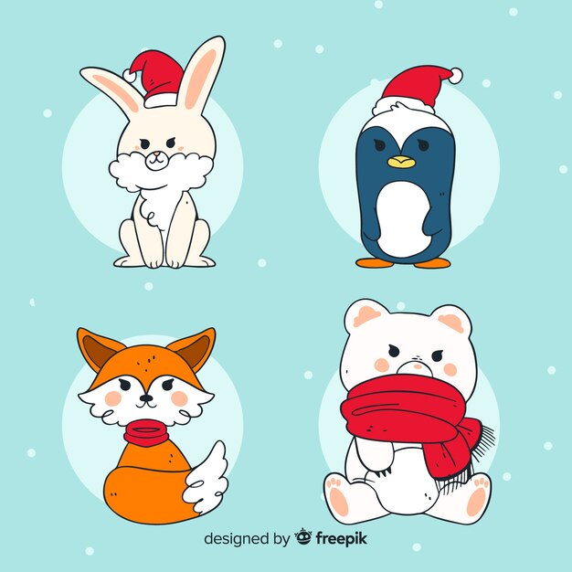 Set de animales del bosque en invierno