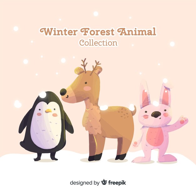 Set de animales del bosque en invierno