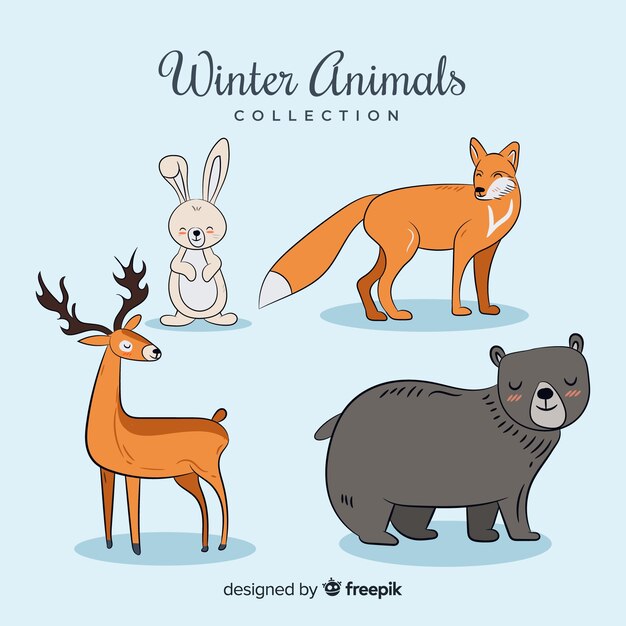 Set de animales del bosque en invierno
