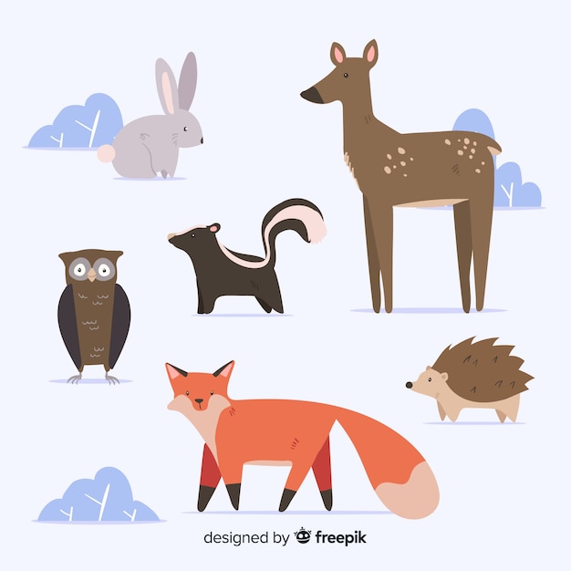 Set de animales del bosque en invierno