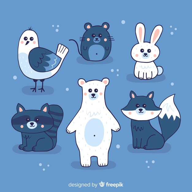 Set de animales del bosque en invierno
