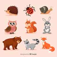 Vector gratuito set de animales del bosque otoñal