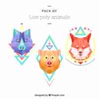 Vector gratuito set de animales de colores en estilo low poly