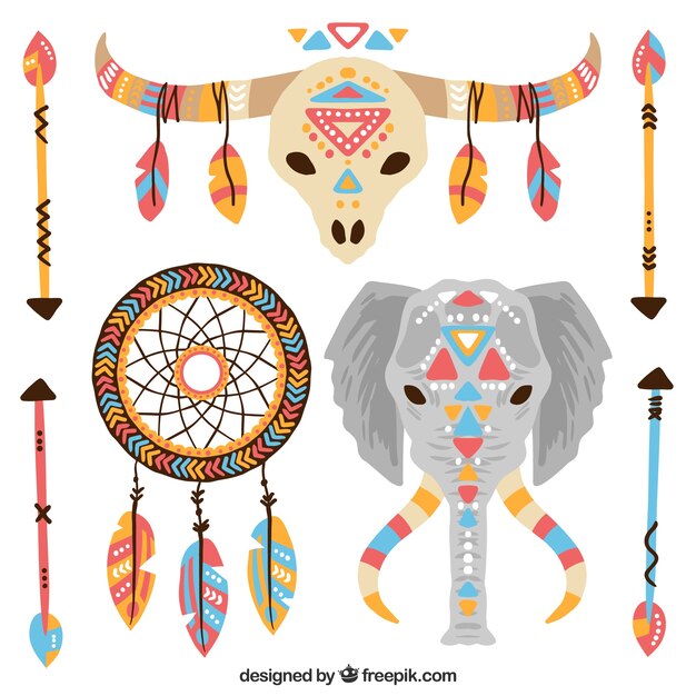 Set de animales y elementos étnicos