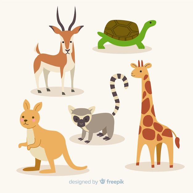 Vector gratuito set de animales exóticos