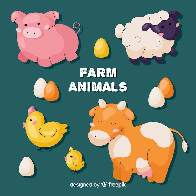 Vector gratuito set de animales de granja