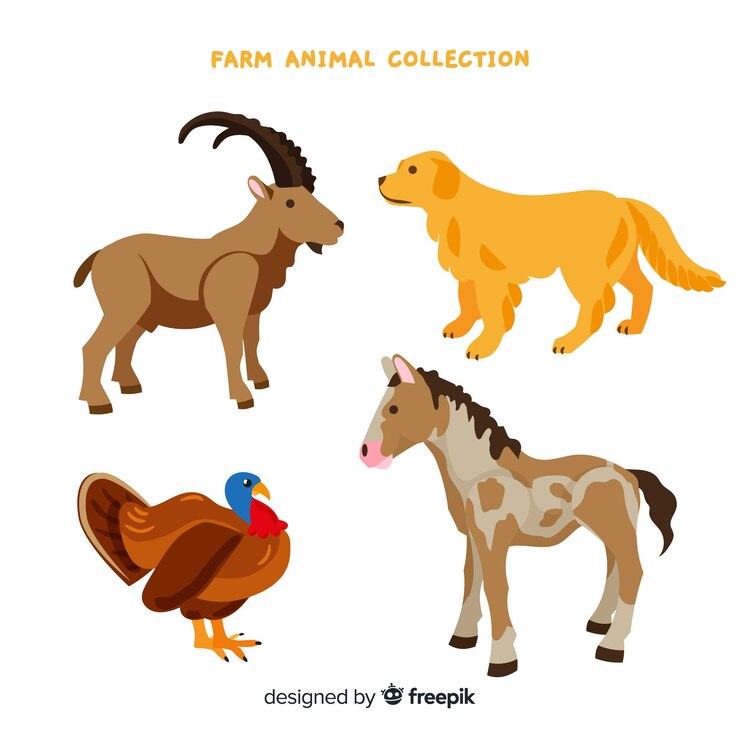 Vector gratuito set de animales de granja