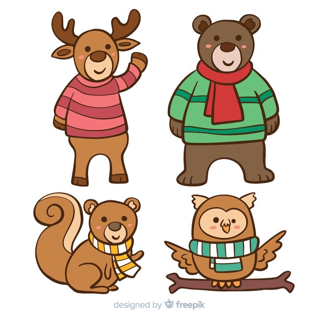 Set de animales en invierno