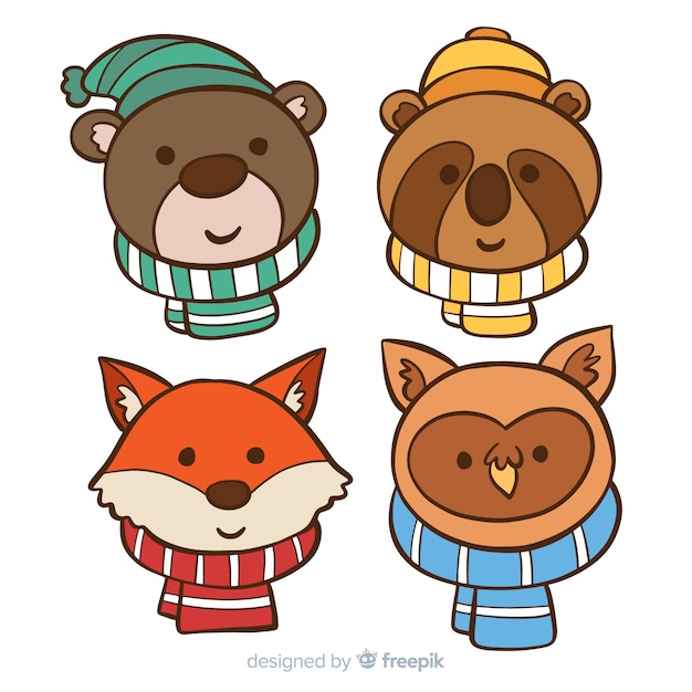 Set de animales en invierno