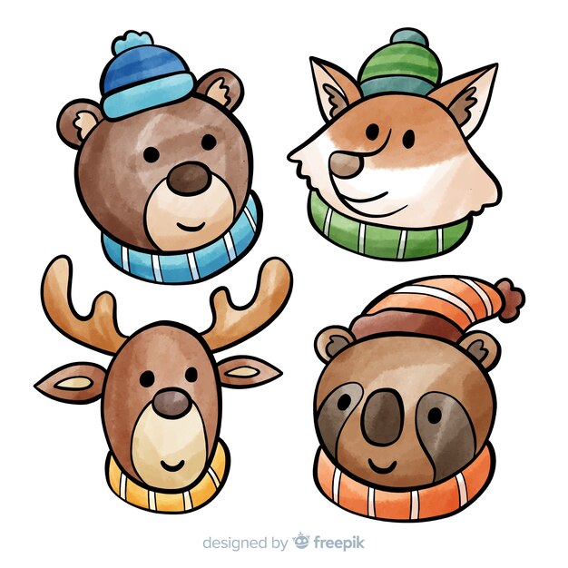 Set de animales en invierno