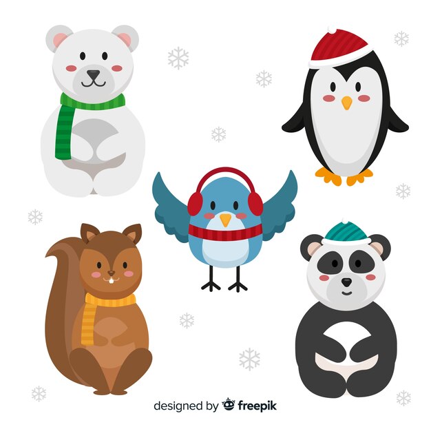 Set de animales en invierno
