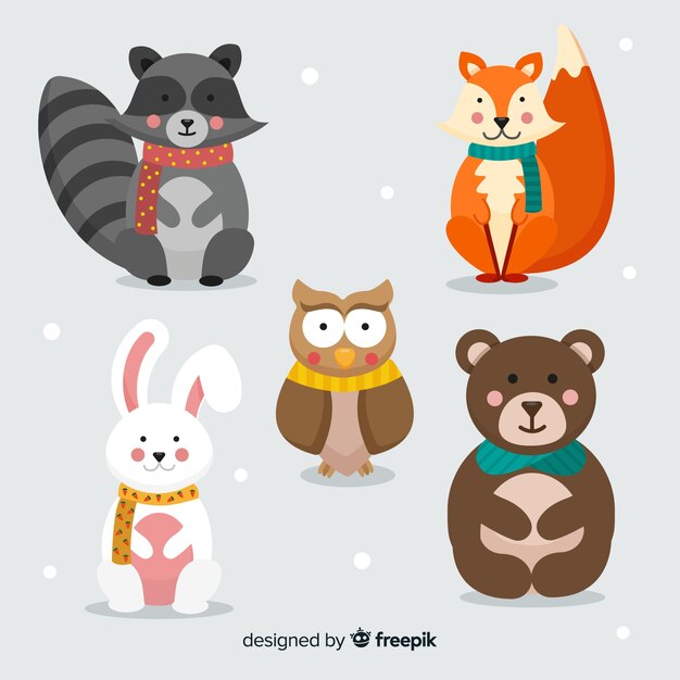 Set de animales en invierno