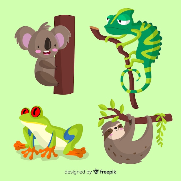 Vector gratuito set de animales tropicales