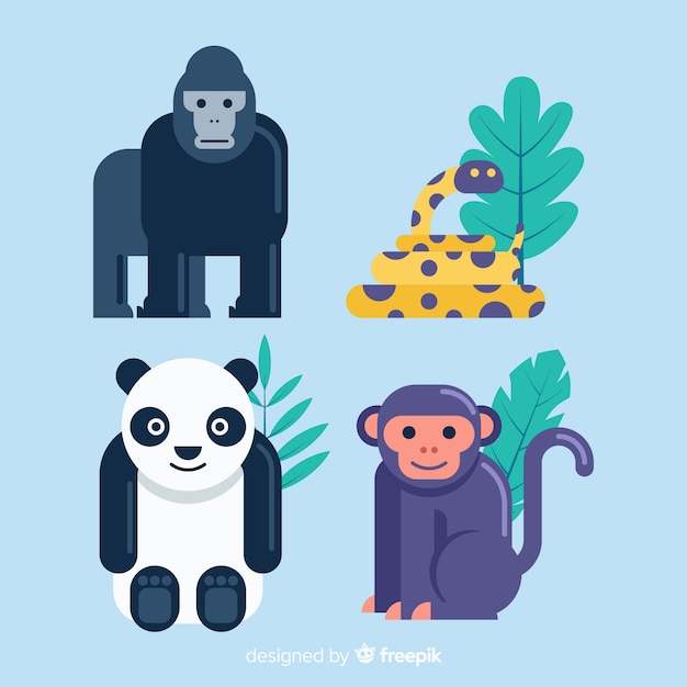 Vector gratuito set de animales tropicales