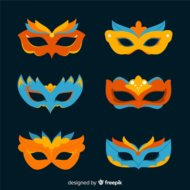 Set antifaces carnaval dibujados a mano