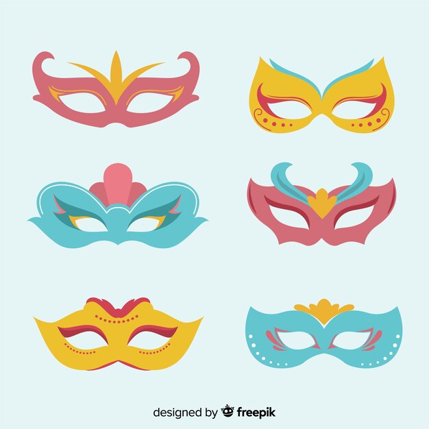 Set antifaces carnaval dibujados a mano