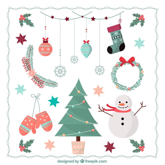 Set de árbol de navidad y otros elementos vintage decorativos 