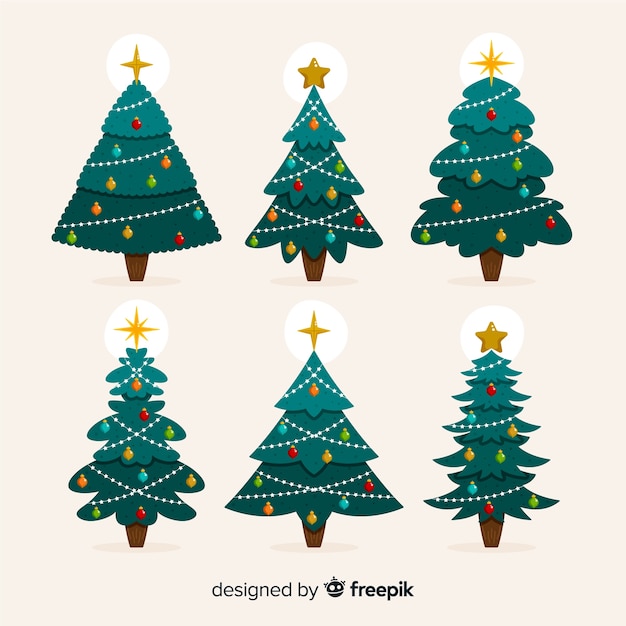 Vector gratuito set de árboles de navidad