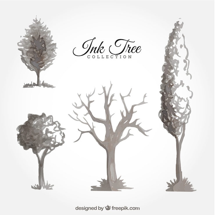 Vector gratuito set de árboles de tinta