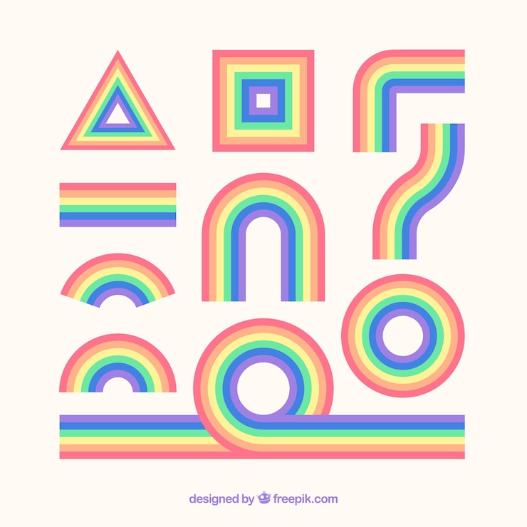 Vector gratuito set de arcoiris colorido