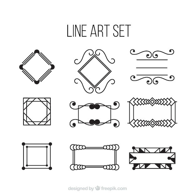 Set de arte lineal en color negro
