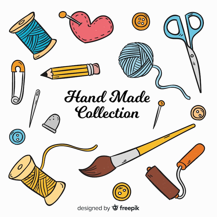 Vector gratuito set de artículos  de artesanía